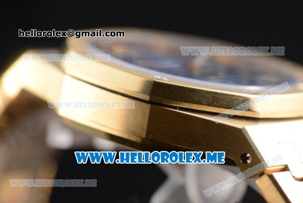Audemars Piguet Royal Oak Miyota Quartz Yellow Gold Case/Bracelet with Blue Dial and Stick Markers - Click Image to Close